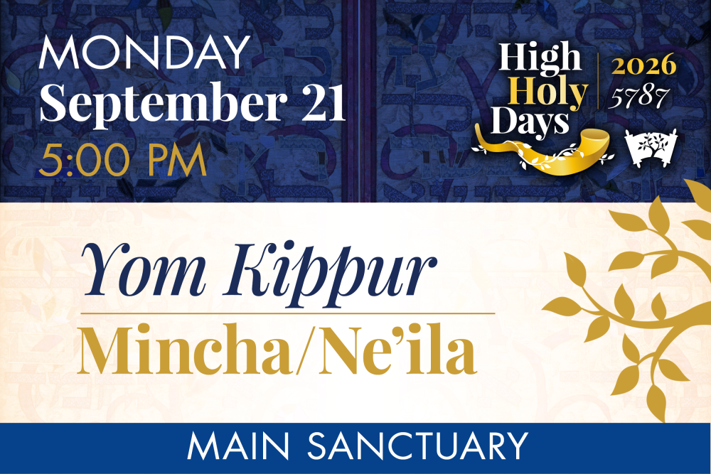 Yom Kippur Mincha/Ne’ila Main Sanctuary Service