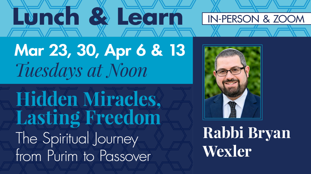 Lunch & Learn with Rabbi Bryan Wexler – The Spiritual Journey from Purim to Passover